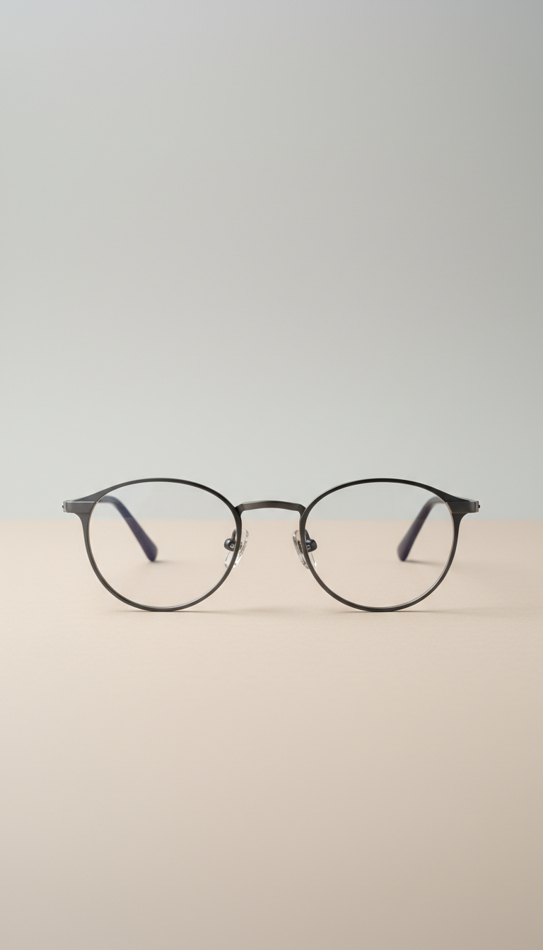 Titanium round optical frames with minimalist detailing