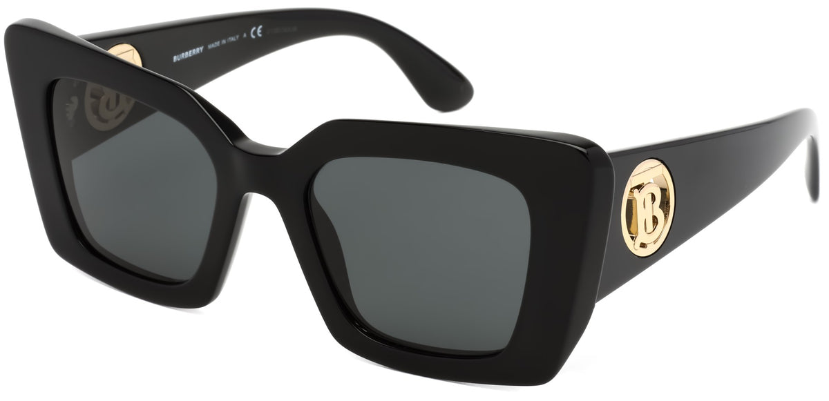FRONT VIEW OF BURBERRY BE4344 IN BLACK DESIGNER SUNGLASSES