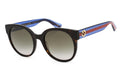FRONT VIEW OF GUCCI GG0035SN IN HAVANA BLUE BROWN DESIGNER SUNGLASSES