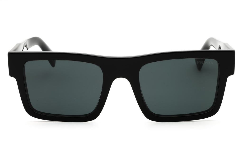 FRONT VIEW OF PRADA 0PR19WS IN BLACK DESIGNER SUNGLASSES