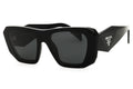 FRONT VIEW OF PRADA 0PRB18S IN BLACK DESIGNER SUNGLASSES