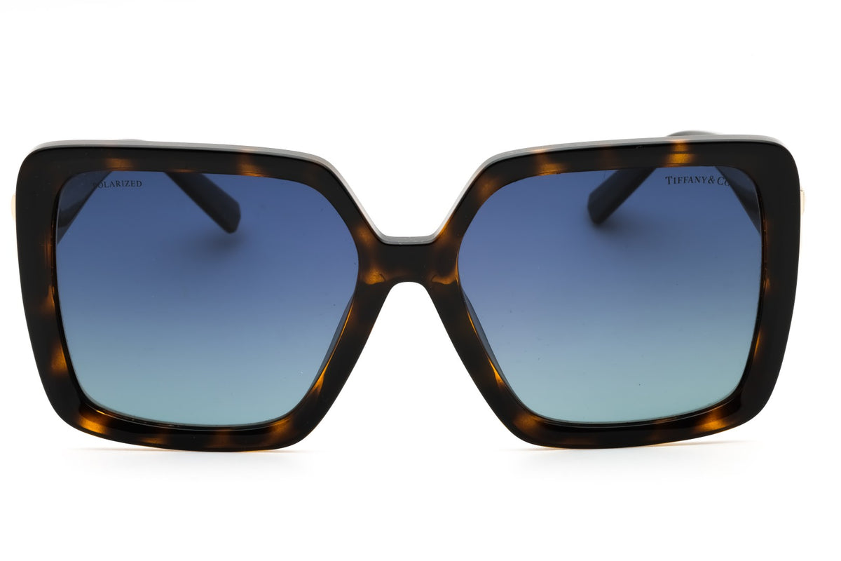 FRONT VIEW OF TIFFANY 0TF4206U IN HAVANA AZURE DESIGNER SUNGLASSES