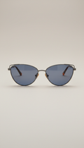 Sculpted metal cat-eye sunglasses with mirror finish
