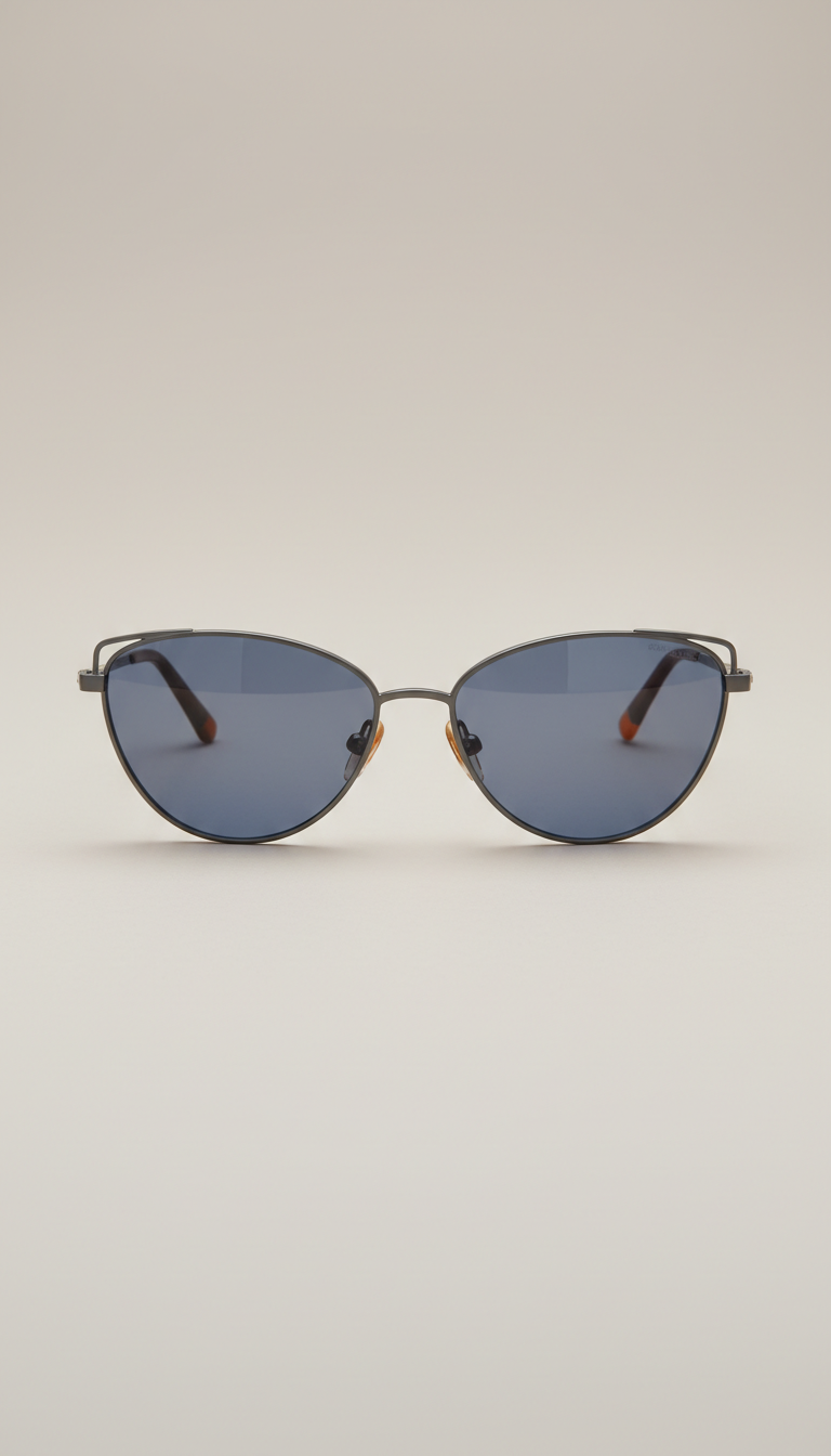 Sculpted metal cat-eye sunglasses with mirror finish